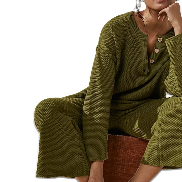 Free People Sweaters - Free People Hailee Sweater & Pants Set NWT Giant Kelp Small